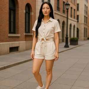 Liz Claiborne Women's High Waist Shorts in Cream